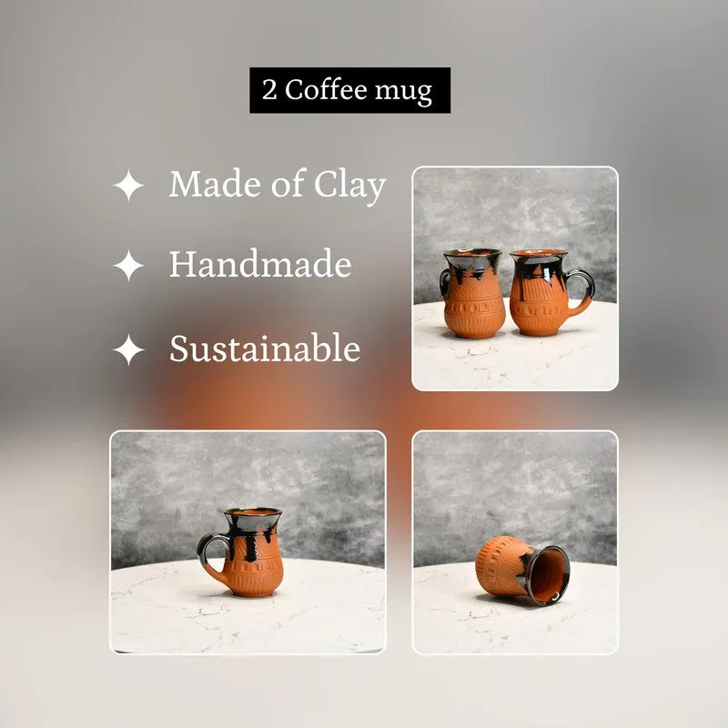 Sculpted Terracotta Coffee Mug (440 mL Each) - Set Of Two media 7