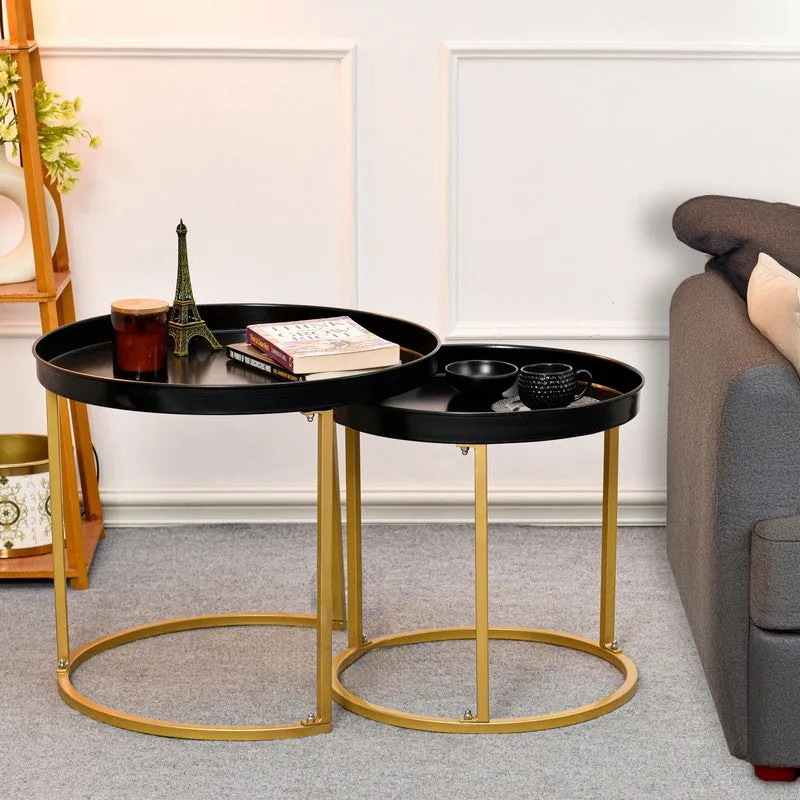 Noira Edge Center Table (Black & Gold) - Set Of Two media 1