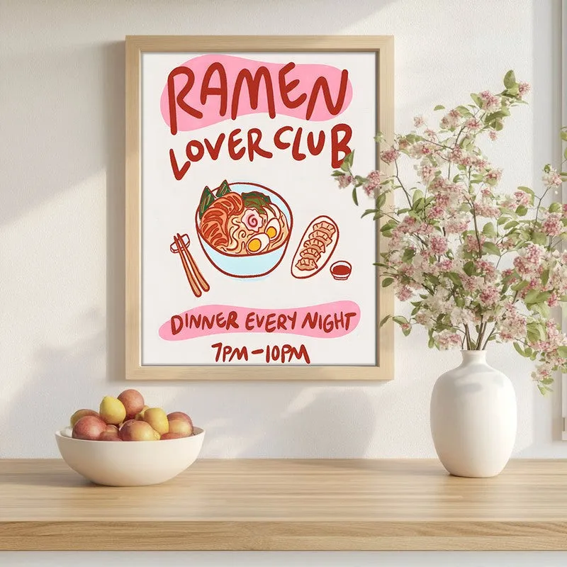 Ramen Club Archival Canvas Wall Art - Brown media 1