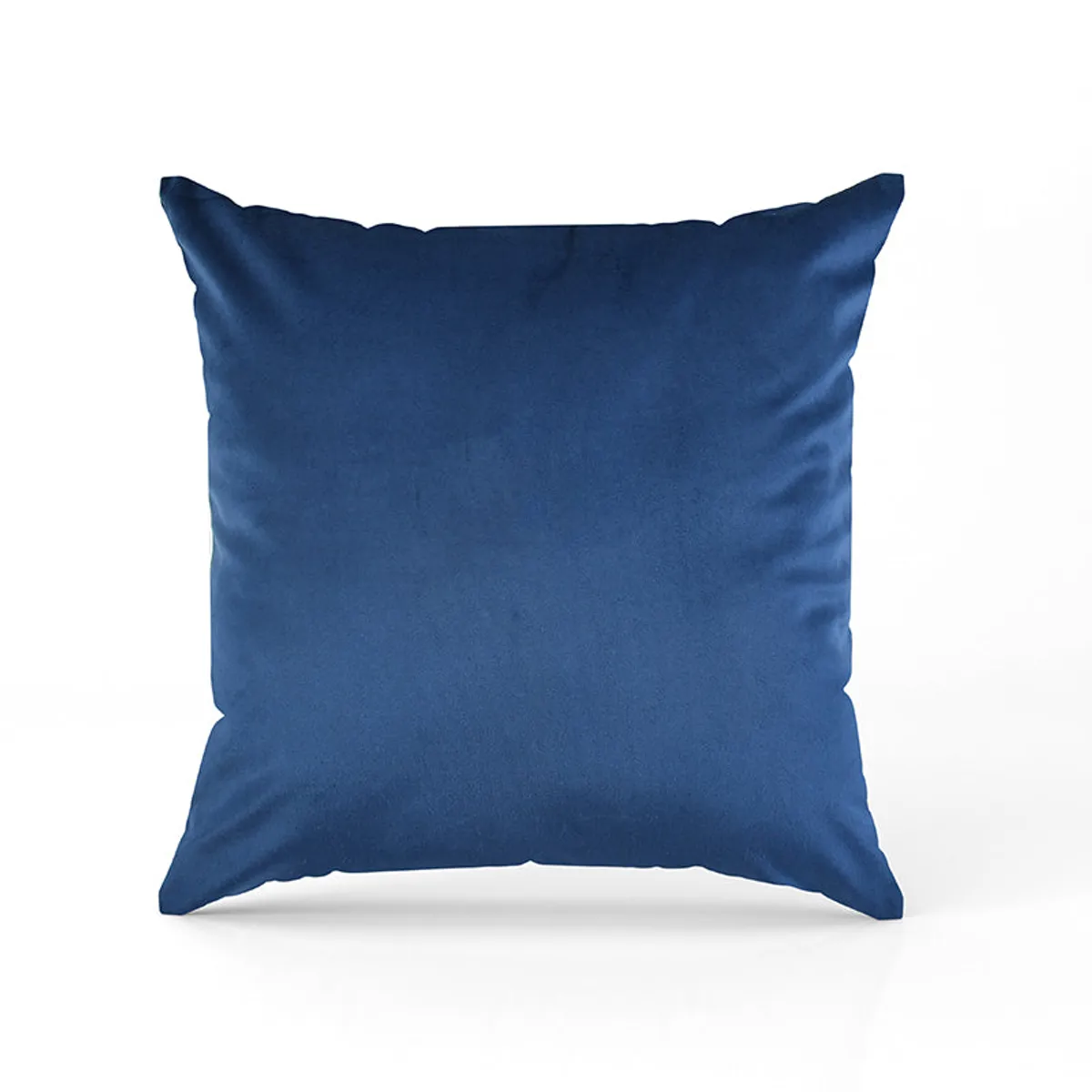 Single blue square velvet cushion cover shown from the front