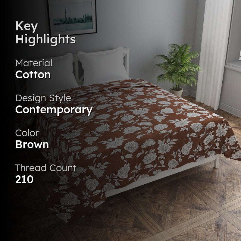 Dusky Garden Floral Cotton Duvet Cover - 210 TC media 2