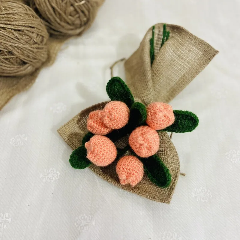 Crochet Handmade Tulip Bouquet (Peach) - Set Of Six media 4