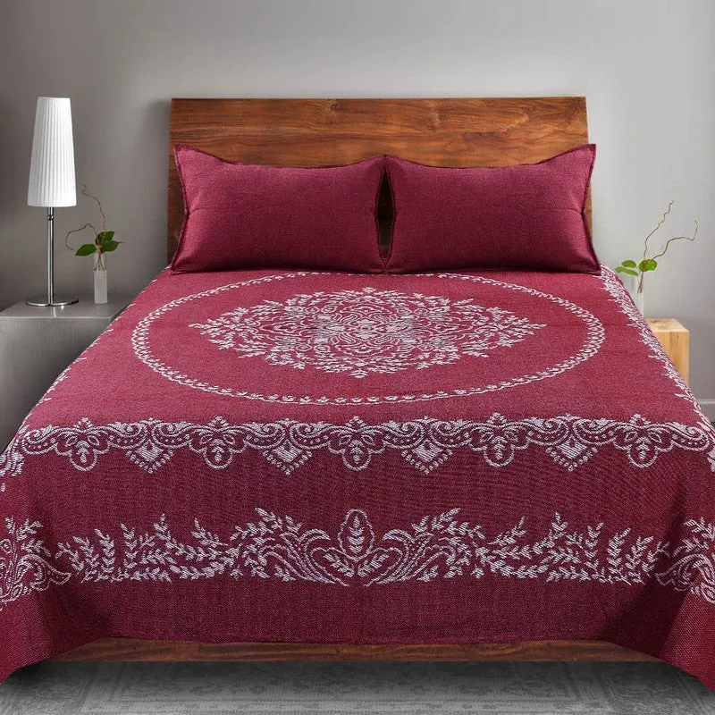 Ethnic Serenity Cotton Bedsheet (Maroon) - 220 TC media 3