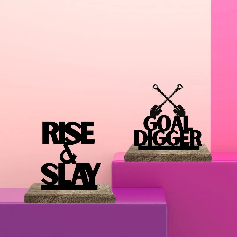 Rise Up Goal Digger Typography Showpiece - Set Of Two media 1