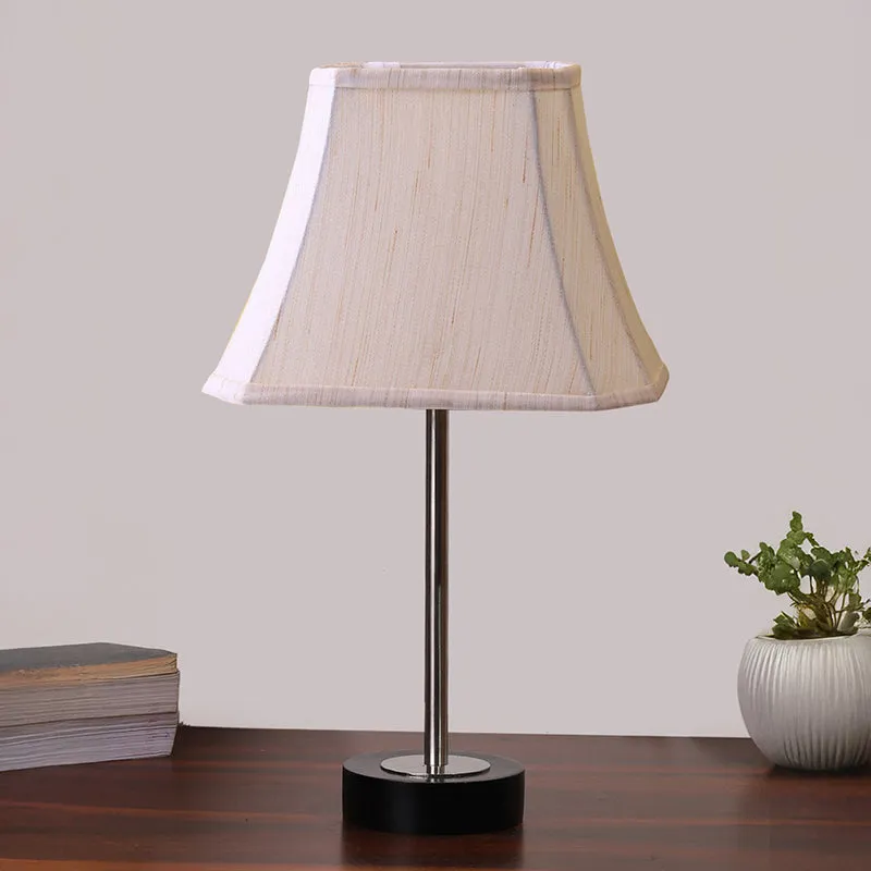 Ceylon Rodin Wooden Table Lamp - OffWhite,Silver,Black media 3