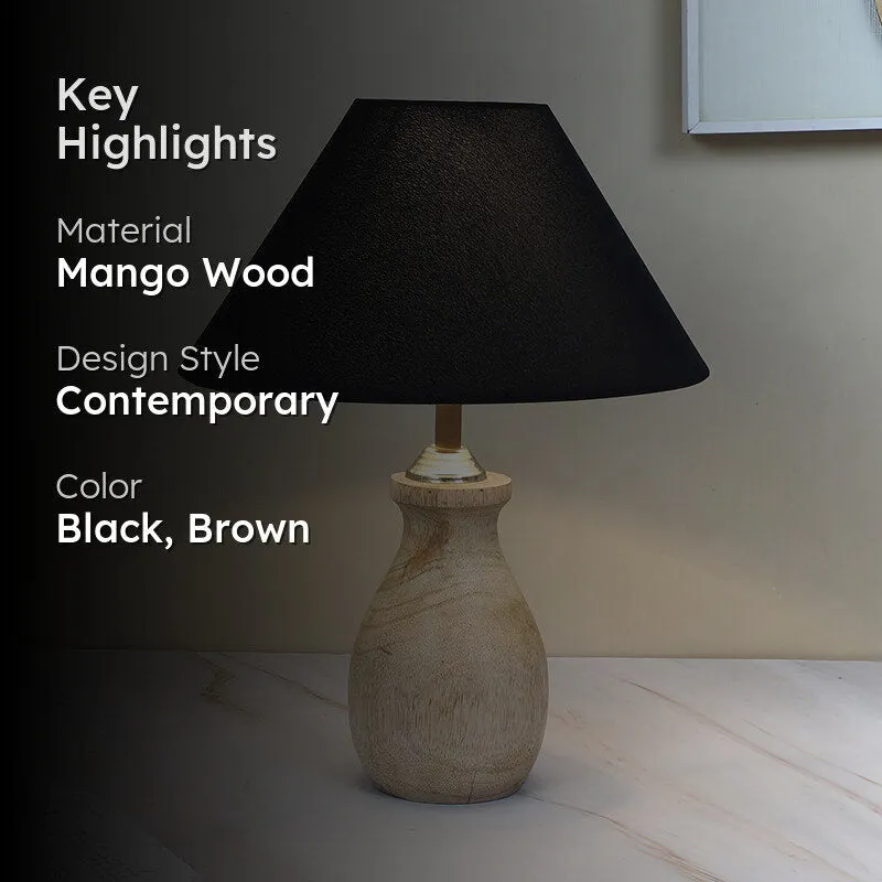 Torou Curve Solid Mango Wood Table Lamp - Black,Brown media 2