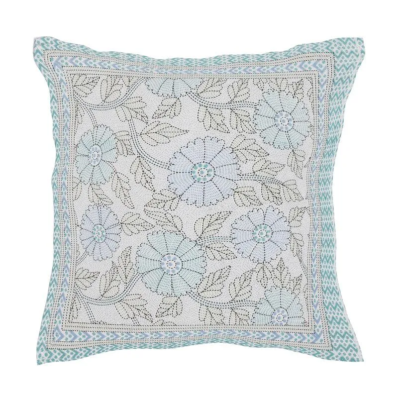 Neeraja Floral Diwan Set (Blue) - Six Piece set media 3
