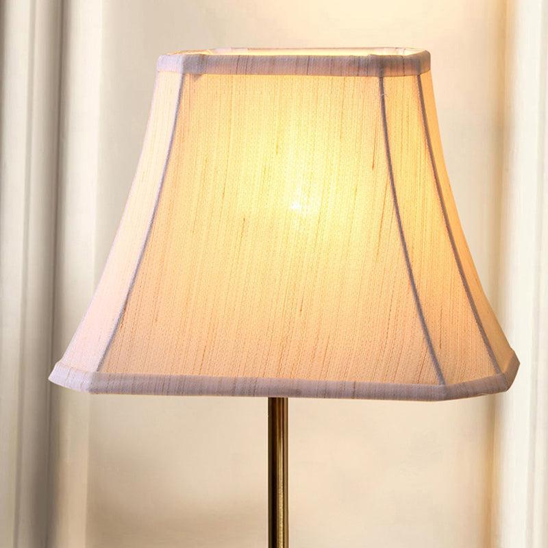 Bedside Beacon Cotton & Metal Table Lamp - White,Gold media 3