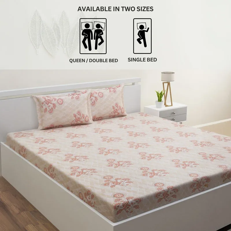 Marigold Fields Cotton Bedsheet (Peach) - 144 TC media 11