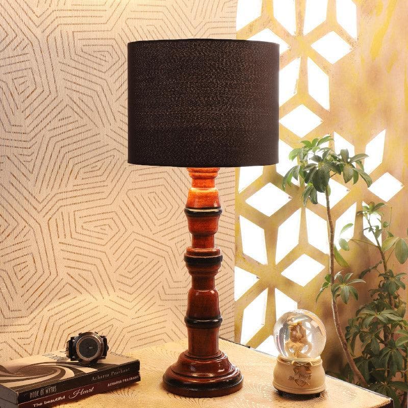Blace Winde Fabric Table Lamp - Black,Brown