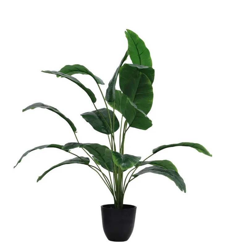 Artificial Banana Plant With Black Plastic Pot - 2 ft media 6