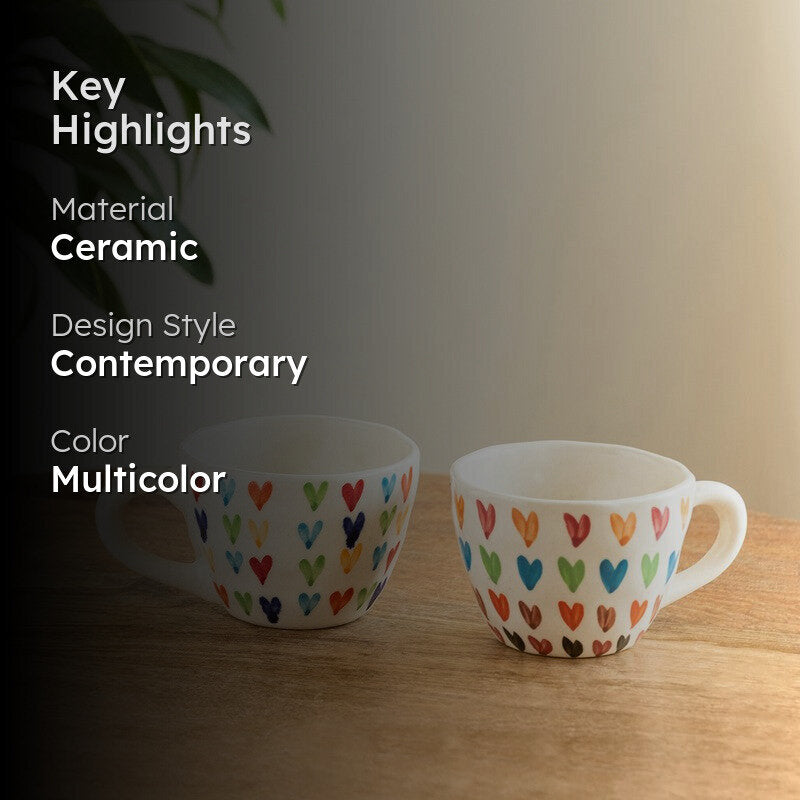 Colourfull Ceramic Coffee Mug (270 mL Each) - Set Of Two media 2