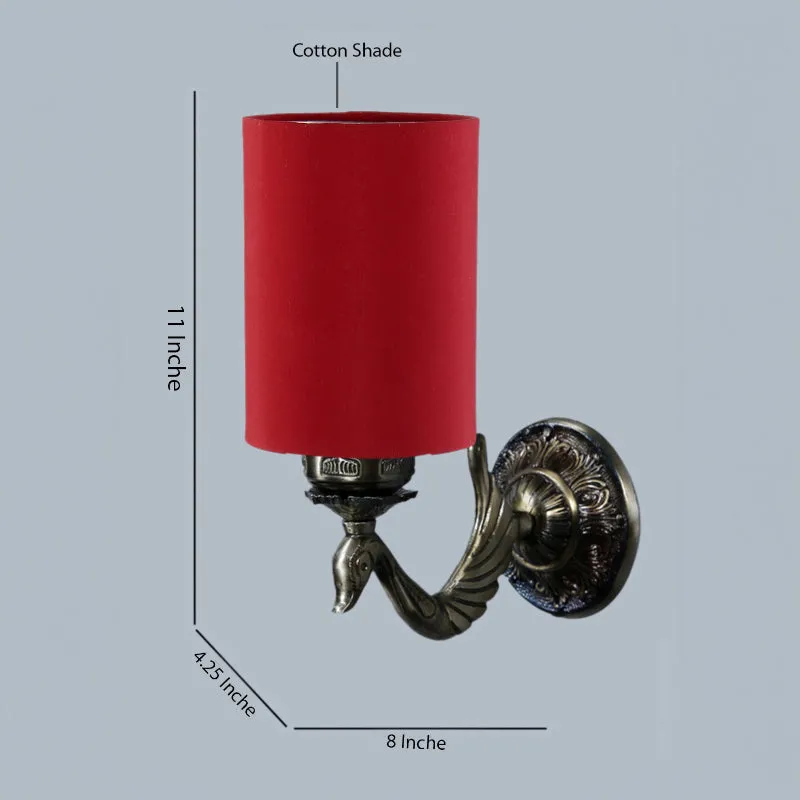 Amro Retro Cylindrical Fabric & Metal Wall Lamp - Red media 5