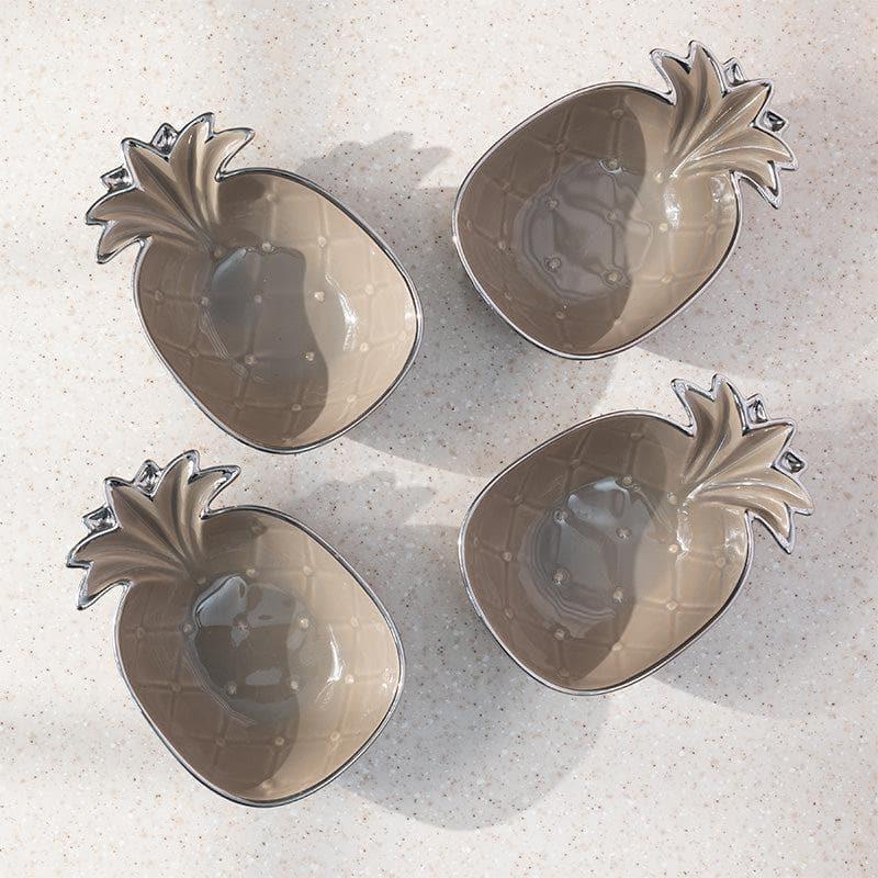 Pineapple Play Snack Bowl (Gold & Grey/200 ML Each) - Set Of Four media 3