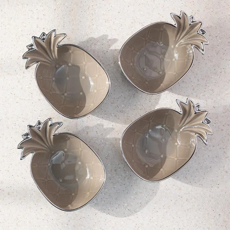 Pineapple Play Snack Bowl (Gold & Grey/200 ML Each) - Set Of Four media 3