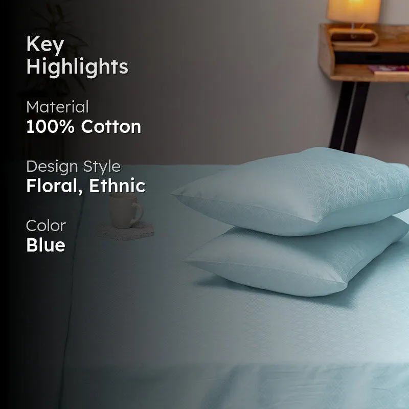 Diamond Dazz Jacquard Pillow Cover (Pale Blue) - Set Of Two media 2