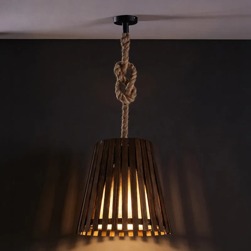 ConicalCage Wooden Ceiling Lamp - Brown media 4