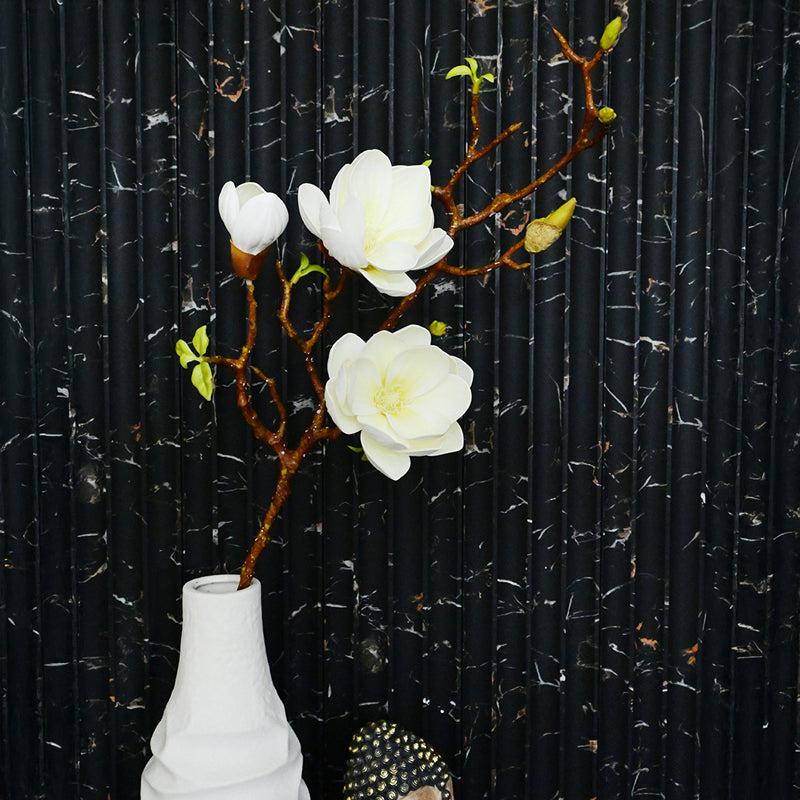 Artificial Magnolia Decorative Flower Stick - White media 5