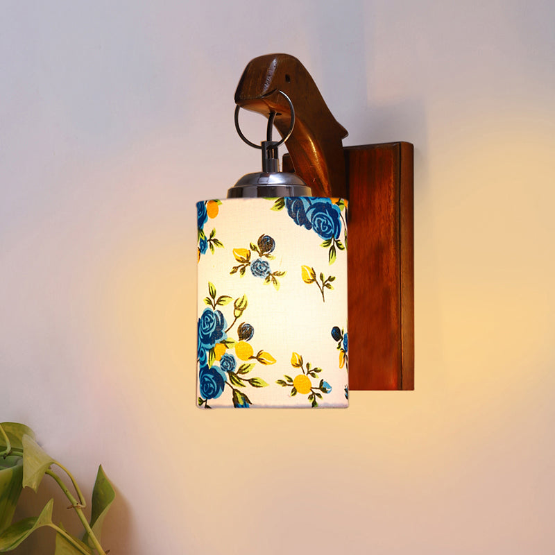 Estrella Printed Wooden Wall Lamp - Blue