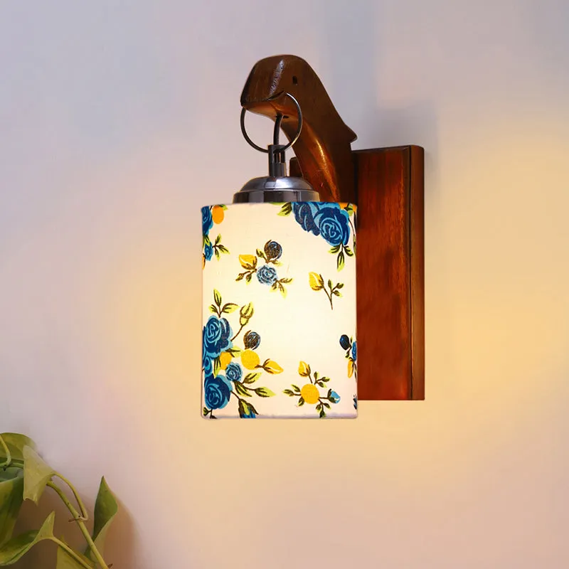 Estrella Printed Wooden Wall Lamp - Blue media 1