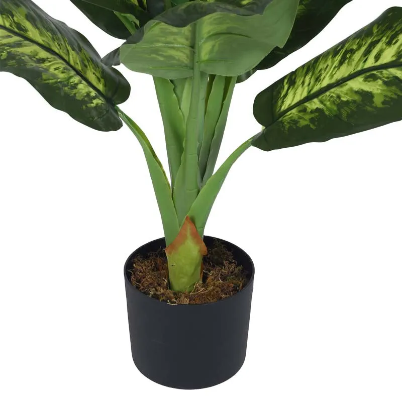 Faux Lush Dieffenbachia Plant With Black Plastic Pot - 3.0 Feet media 6