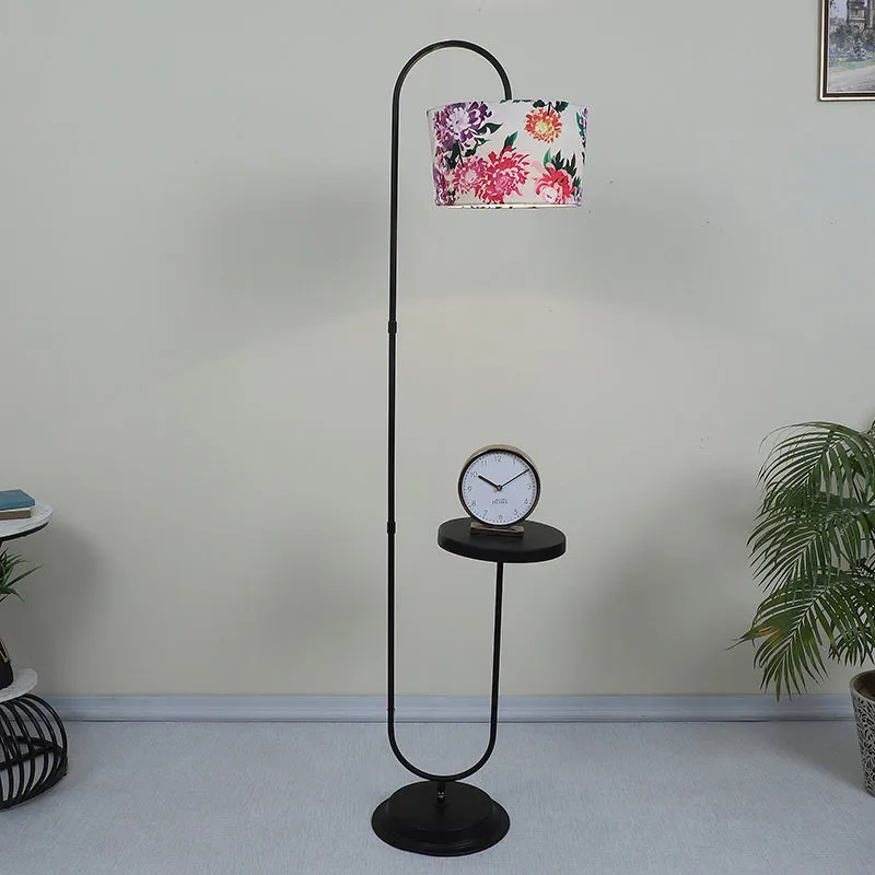 Miyabi Printed Arched Metal Floor Lamp With Shelf media 2