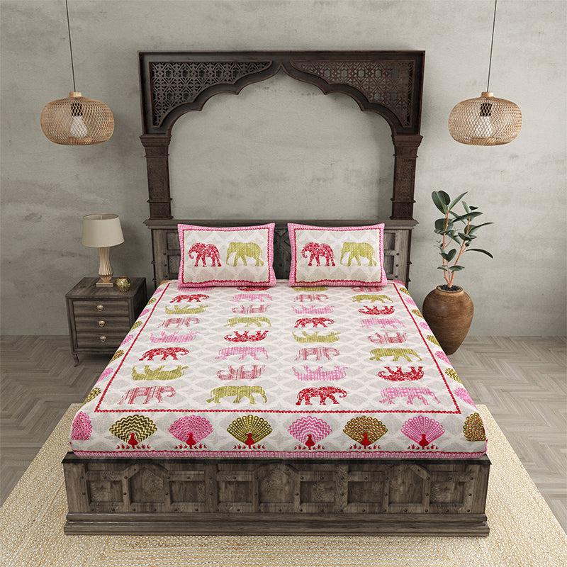 Gajendra Regal Cotton Bedsheet (Pink,Green) - 180 TC media 3