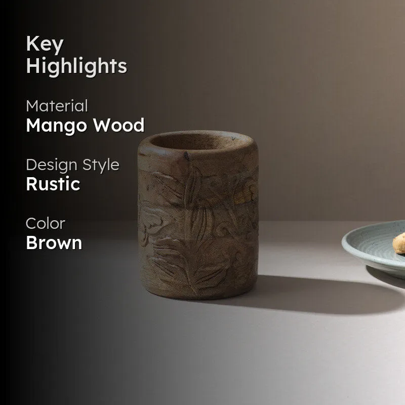 Leaf Handcrafted Mango Wood Cutlery Stand media 2