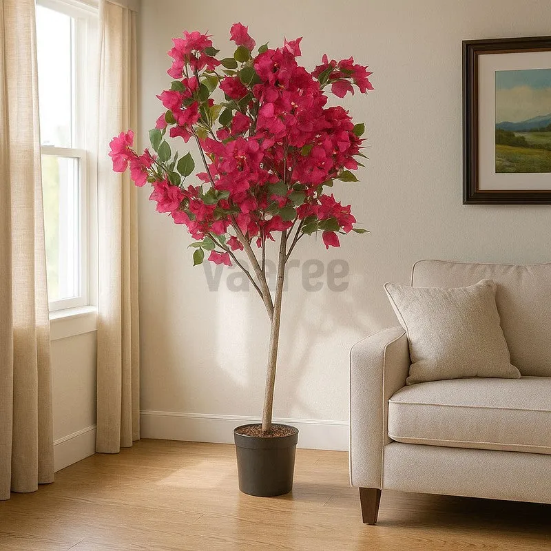 Faux Realtouch Bougainvillea Flower With Black Plastic Pot - 3.9 Feet media 3
