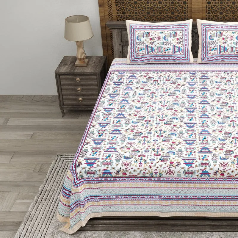 Royalus Cotton Bedsheet (Pink,White) - 240 TC media 3