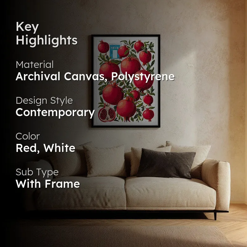 Pomegranate Canvas Wall Painting - Black Frame media 2