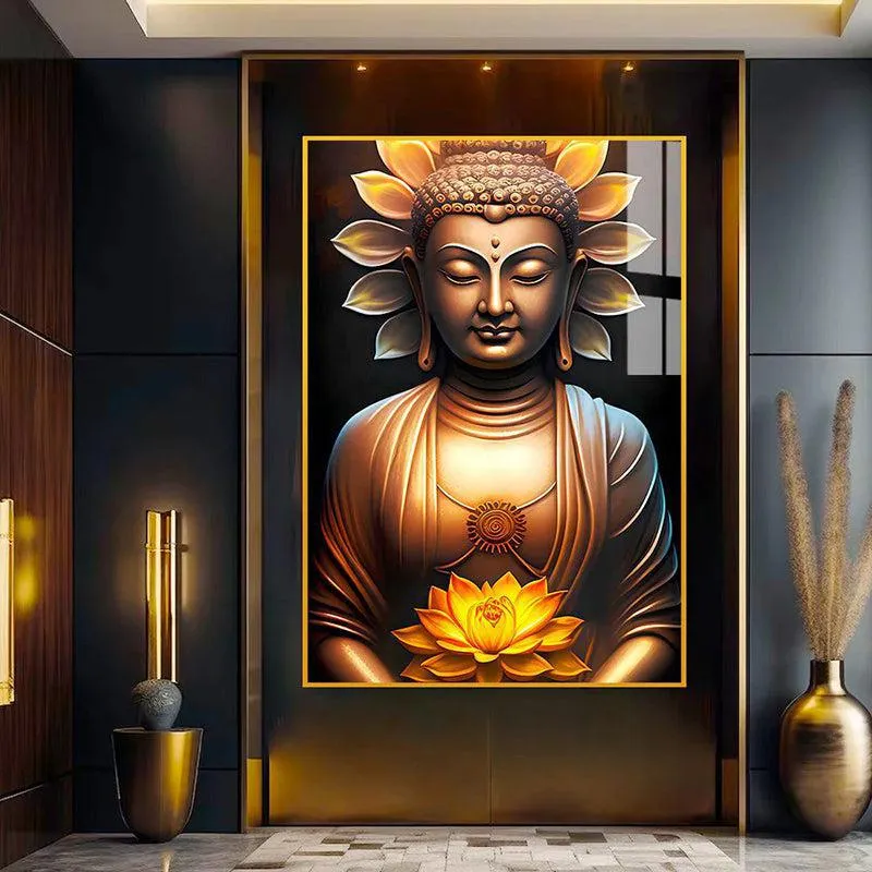 Glow Of Enlightenment Spiritual Canvas Wall Art With Frame - Gold media 3