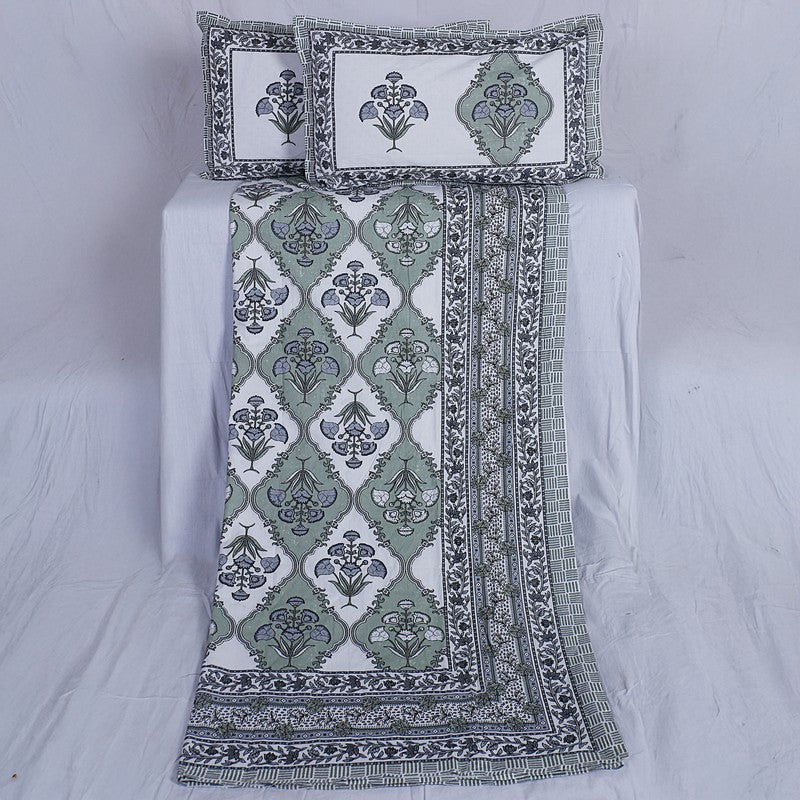 ParamparaBloom Handblock Printed Cotton Bedsheet (Black) - 400 TC media 6
