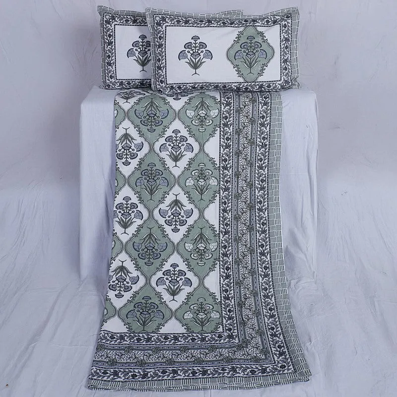 ParamparaBloom Handblock Printed Cotton Bedsheet (Black) - 400 TC media 6