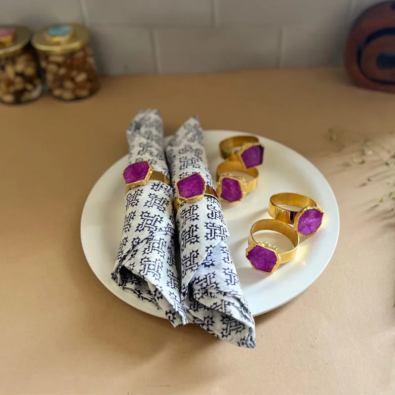 Suzzaine Handcrafted Agate Napkin Rings (Pink) - Set Of Six media 1