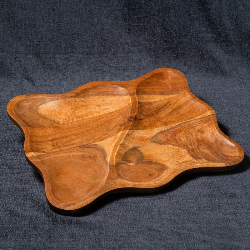 Labyrinth Wood Serving Platter with Dip Bowl - Two Piece Set media 3