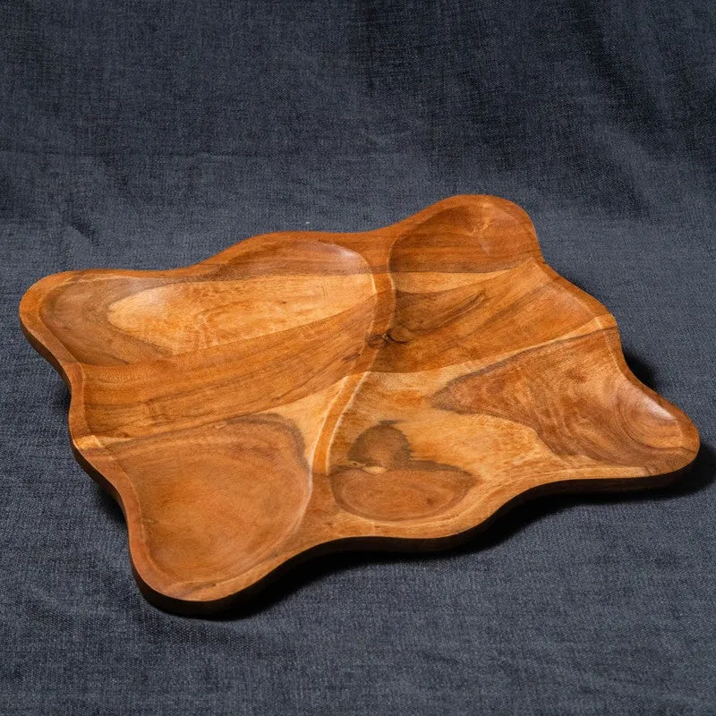 Labyrinth Wood Serving Platter with Dip Bowl - Two Piece Set media 3