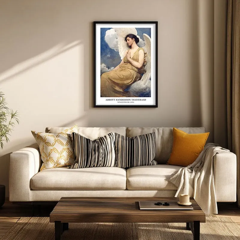 Winged Figure Abbott Handerson Thayer Archival Canvas Wall Painting - Black Frame media 3