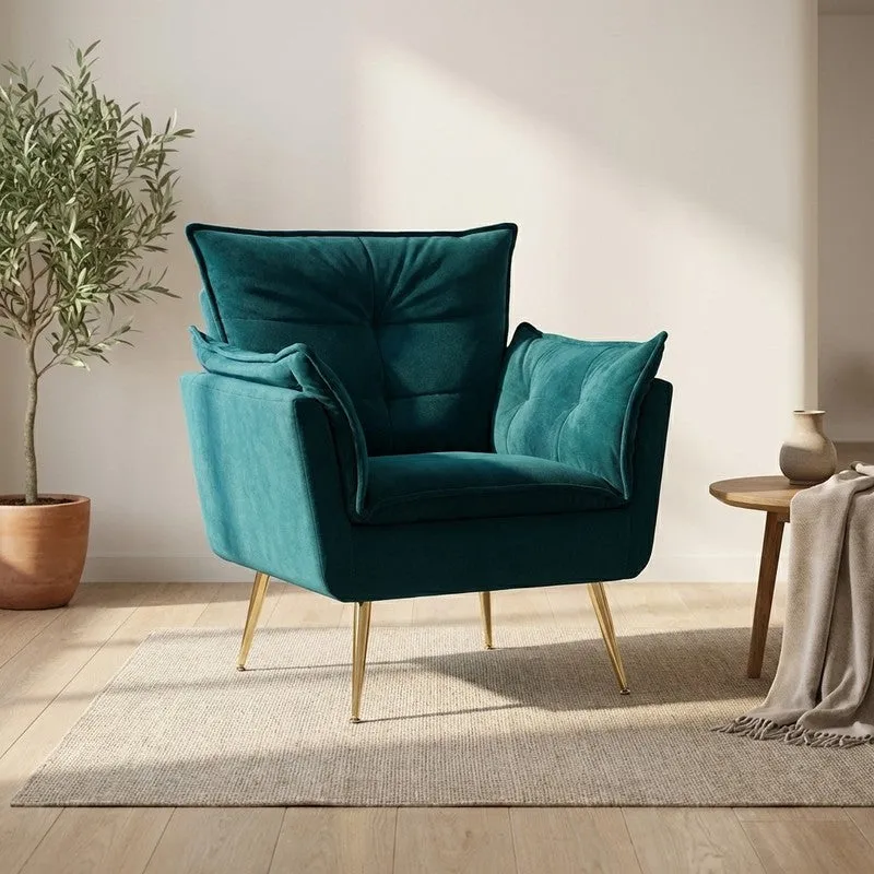 Contura Neem Wood Accent Chair - Blue media 1