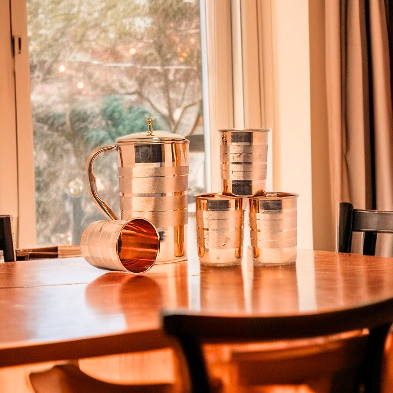 Cuva Copper Jug With Glass - Five Piece Set media 6