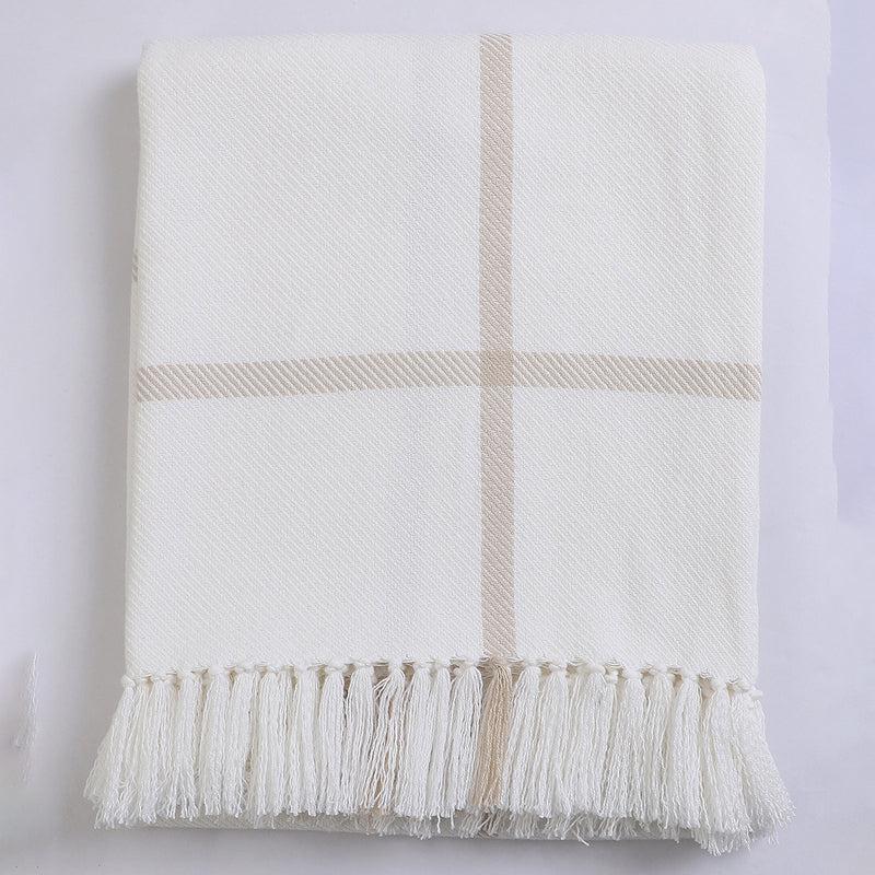 Nordic Nights Knitted Cotton Throw - White & Beige media 3