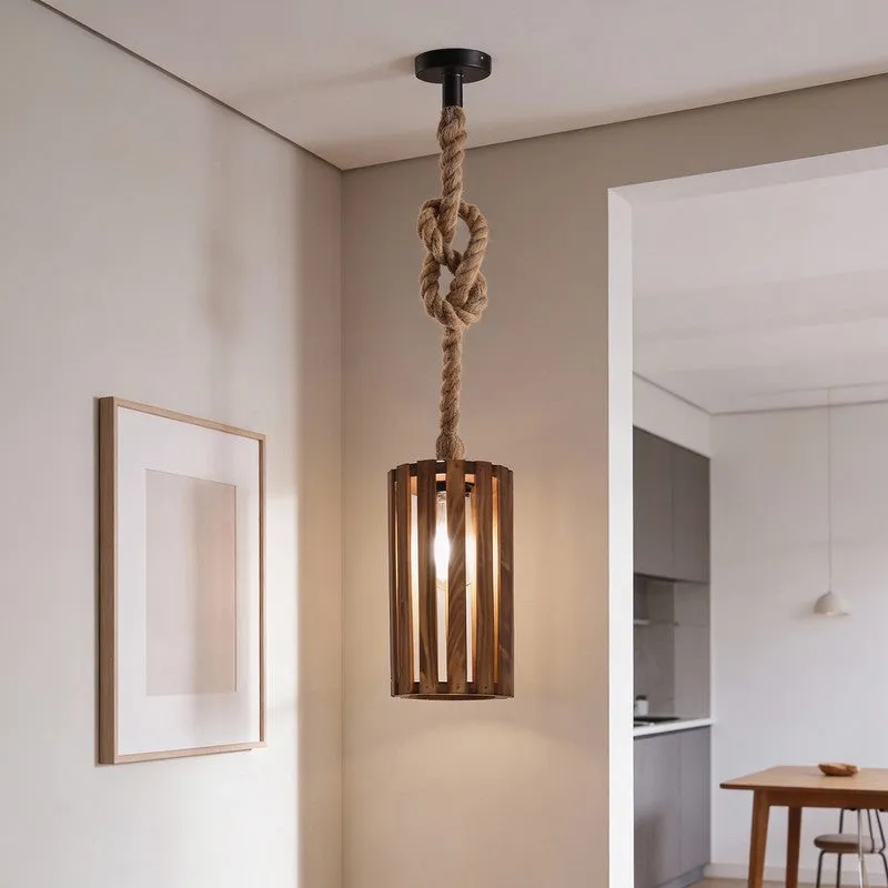CageLite Wooden Ceiling Lamp - Brown media 3