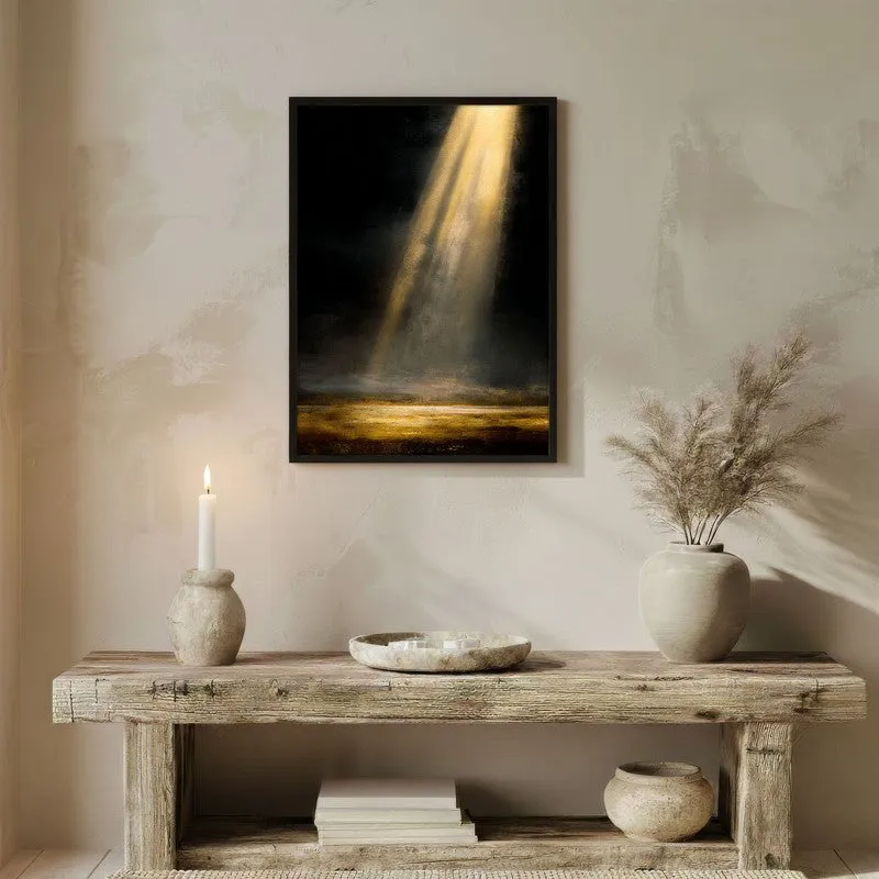 Golden Rays Archival Paper Wall Painting With Black Frame media 3