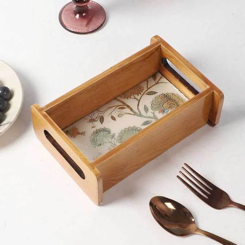 Blossom Glow Wooden Serving Tray media 1