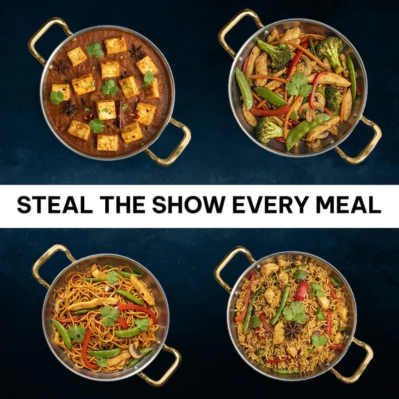 Solara Stainless Steel Kadhai With Lid - 2300 mL/7.2 Inch media 7