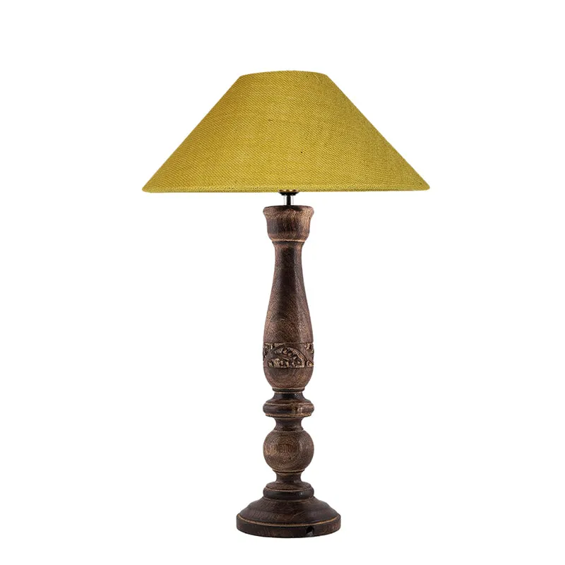 Nihara Wooden & Jute Table Lamp - Yellow,Brown media 3