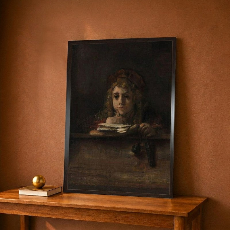 Titus at His Desk, 1655 Canvas Wall Painting - 9 x 12 Inches