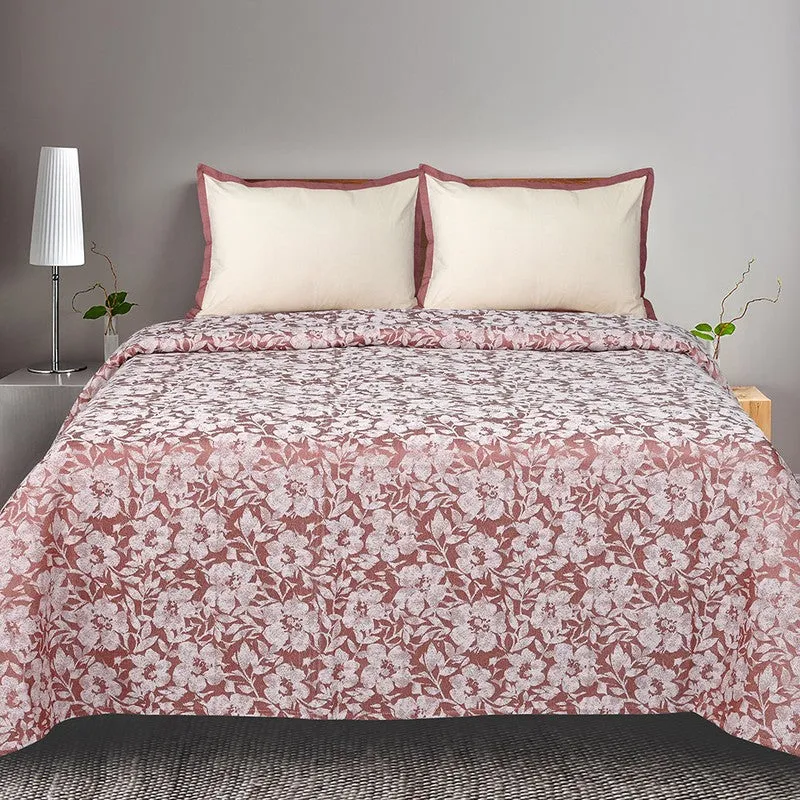 Blossom Breeze Cotton Bedsheet (Pink) - 224 TC media 3