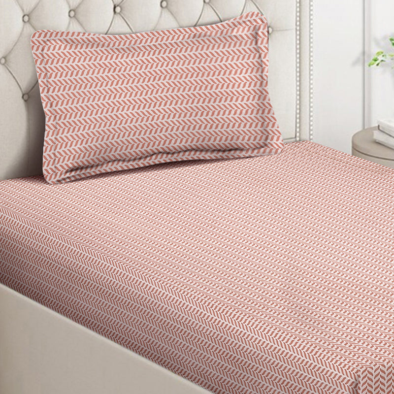 Stripe Sway Geometric Bedsheet (Red) - 130 GSM media 4