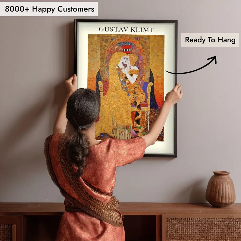 Kiss of Love Gustav Klimt Archival Canvas Wall Painting - Black Frame media 6